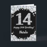 Happy 14. Geburtstagskarte Schwarz und Silberner G Karte<br><div class="desc">Glückliche 14. Geburtstagskarte Black and Silver Glitzer Card mit personalisiertem Namen. Für weitere Anpassungen klicken Sie bitte auf die Schaltfläche "Anpassen" und verwenden Sie unser Designwerkzeug,  um diese Vorlage zu ändern.</div>