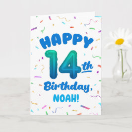 Happy 14th Birthday Card with Custom Name Karte
