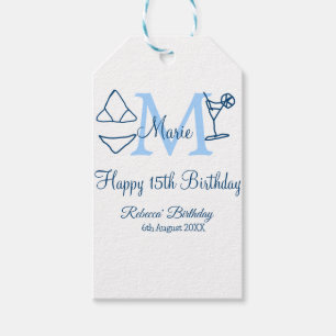 Happy 15. Geburtstag blauer Name Monogram Bikini h Geschenkanhänger