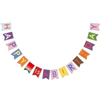 Happy 15. Geburtstag bunting Fahnen Wimpelkette