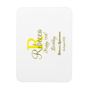 Happy 15. Geburtstag gelb fügen Namen monogramm mo Magnet