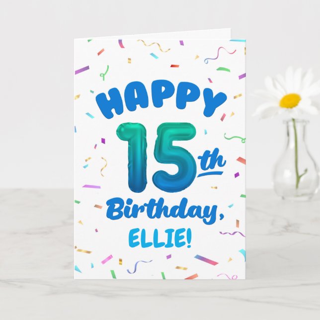 Happy 15th Birthday Card with Custom Name Karte (Kleine Pflanze)