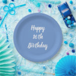 Happy 16. Geburtstag Cornflower Blue Custom Niedli Pappteller<br><div class="desc">Entworfen mit Textvorlage für "Happy 16. Geburtstag" Nachricht,  die Sie anpassen können! Sie können auch die Hintergrundfarbe nach Belieben ändern.</div>