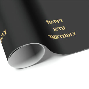Happy 16. Geburtstag Gold Black Sechzehn Custom Ag Geschenkpapier