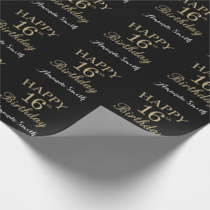 Happy 16. Geburtstag Gold Glitzer Wrapping Paper Geschenkpapier