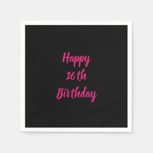 Happy 16. Geburtstag Pink Schwarz Custom Color 202 Serviette