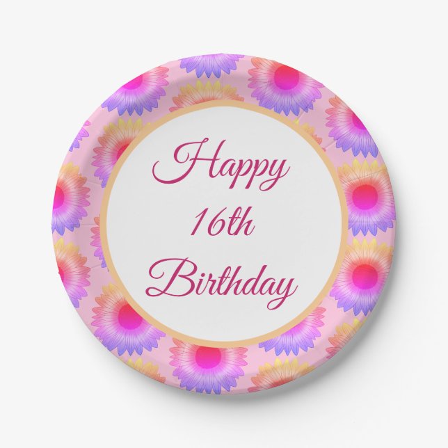 Happy 16. Geburtstags Papierplatte Pappteller (Vorderseite)