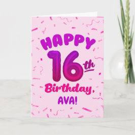 Happy 16th Birthday Card with Custom Name Karte