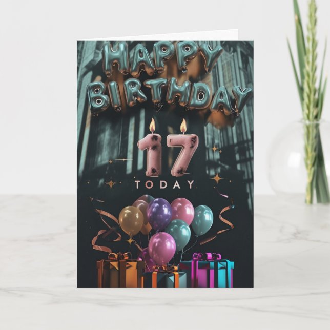 Happy 17. Geburtstagskarte Karte (Vorderseite)
