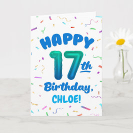 Happy 17th Birthday Card with Custom Name Karte