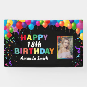 Happy 18. Geburtstag farbenfrohe Balloons Confetti Banner