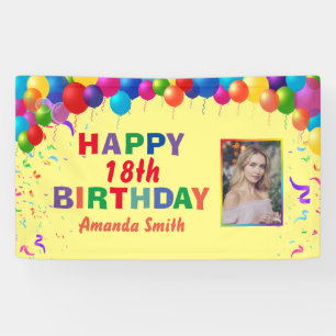 Happy 18. Geburtstag farbenfrohe Balloons Gelb Banner