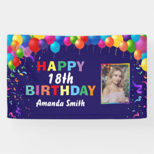 Happy 18. Geburtstag farbenfrohe Balloons Navy Blu Banner