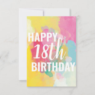 Happy 18. Geburtstagskarte ("Wasserfarben")