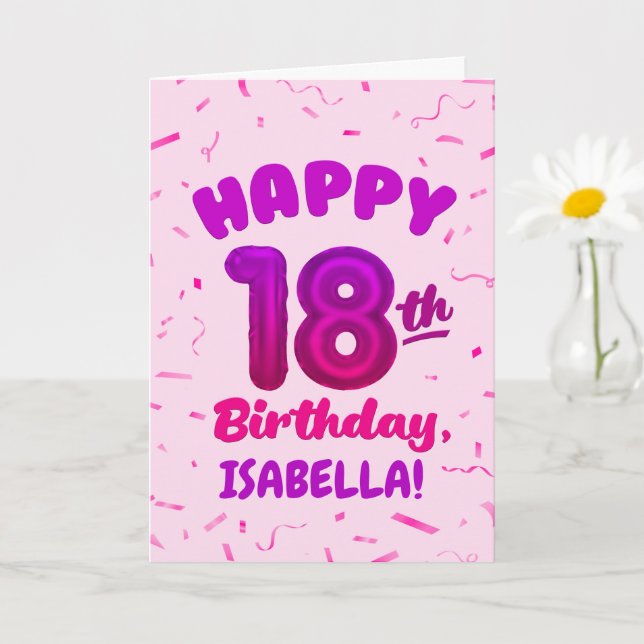 Happy 18th Birthday Card with Custom Name Karte (Kleine Pflanze)