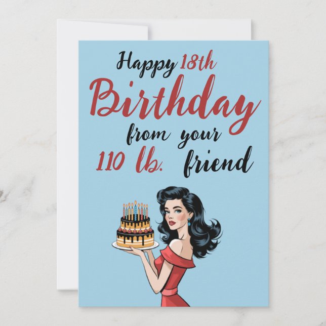 Happy 18th Birthday from Your 110 lb Friend Funny Einladung (Vorderseite)