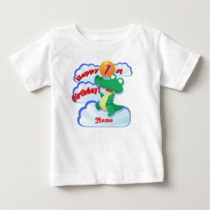 Happy 1. Geburtstag Alligator Ballon Baby T-shirt