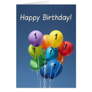 Happy 1. Geburtstag Farbige Ballons in einem blaue
