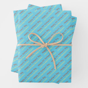 Happy 1. Tag des Vaters Sky Blue Yellow Givers Nam Geschenkpapier Set