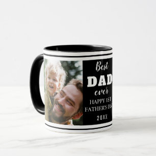 Happy 1. Vatertag Bester Vater je 2 Foto Schwarz Tasse