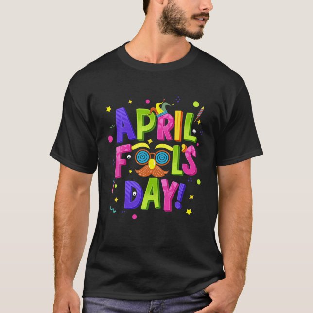 Happy 1st April Fools Day Eyeglasses Beard Prank J T-Shirt (Vorderseite)