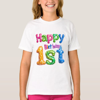 Happy 1st Birthday – Colorful Balloon Design T-Shirt