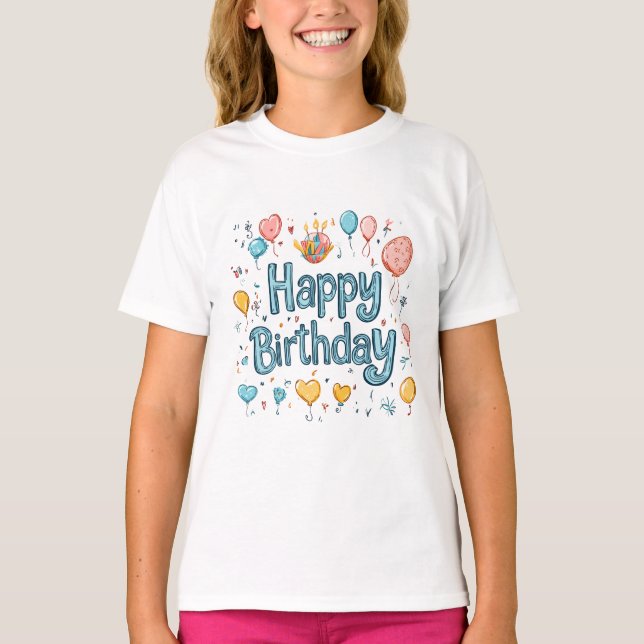 Happy 1st Birthday – Cute balloon T-Shirt (Vorderseite)
