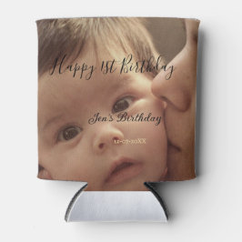 Happy 1st birthday name photo date stylish calligr dosenkühler