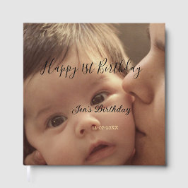 Happy 1st birthday name photo date stylish calligr gästebuch
