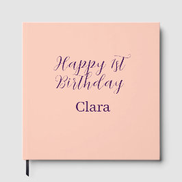 Happy 1st birthday orange purple boho retro name gästebuch