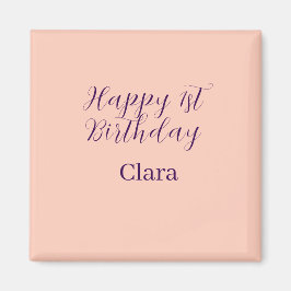 Happy 1st birthday orange purple boho retro name magnet