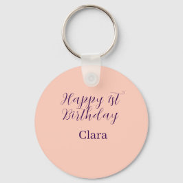 Happy 1st birthday orange purple boho retro name schlüsselanhänger