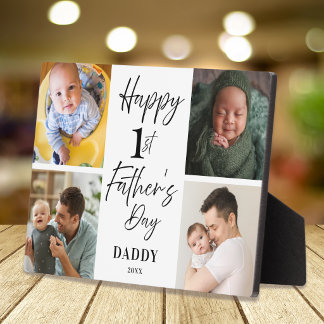 Happy 1st Father’s Day New Daddy 4 Photo Collage Fotoplatte