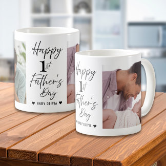  Happy 1st Father's Day Daddy Personalized 2 Photo Kaffeetasse