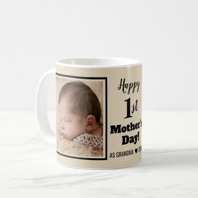 Happy 1st Mother Day Oma 2 Foto Collage Cof Kaffeetasse (Vorderseite Links)