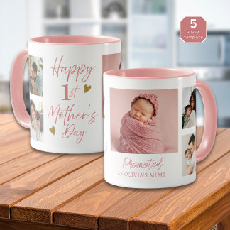 Happy 1st Mothers Day As Mimi 5 Photo Pink   Tasse
