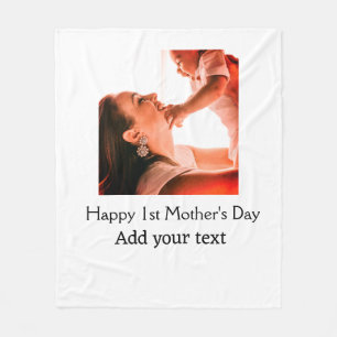Happy 1st Mother's Day Beste Mutter je Foto-Name h Fleecedecke