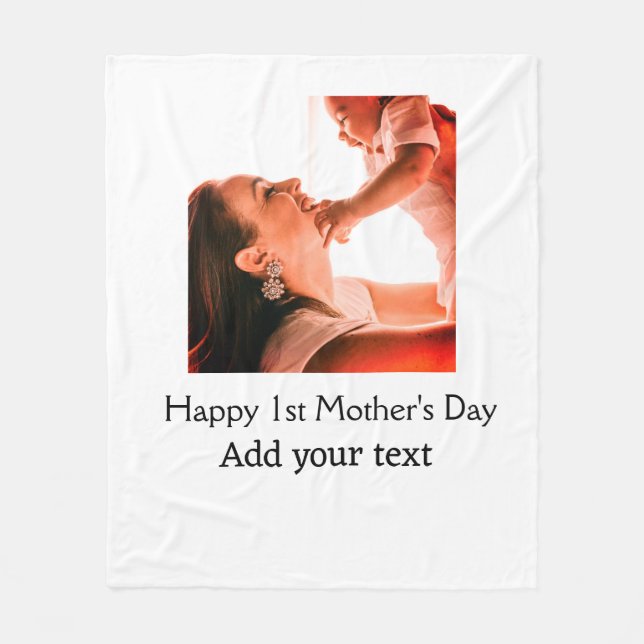 Happy 1st Mother's Day Beste Mutter je Foto-Name h Fleecedecke (Vorderseite)