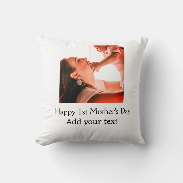 Happy 1st Mother's Day Beste Mutter je Foto-Name h Kissen (Vorderseite)