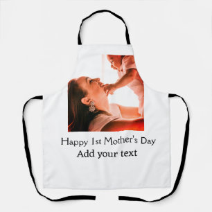 Happy 1st Mother's Day Beste Mutter je Foto-Name h Schürze