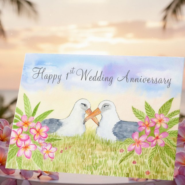 Happy 1st Wedding Anniversary  Laysan Albatross Karte (Von Creator hochgeladen)