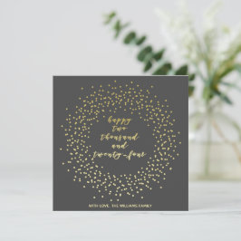 Happy 2024 - Gold Script & Wreath New Year Card