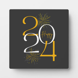 Happy 2024 - T - Shirt des neuen Jahres Fotoplatte