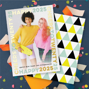 Happy 2025 Blocks Frame Typografy New Year Foto Folien Feiertagskarte