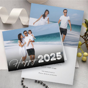 Happy 2025 Typografy Minimalistisch New Year Foto Feiertagskarte