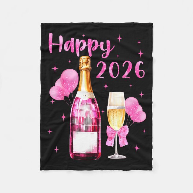 Happy 2026 Cheers To A New Year 2026 Champagne Coq Fleecedecke (Vorderseite)