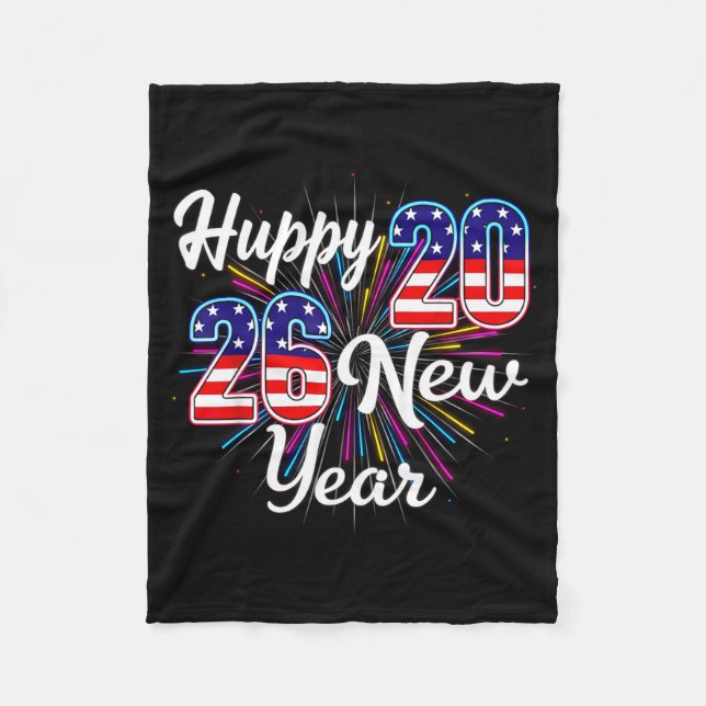 Happy 2026 New Year Patriotic Fireworks Design Par Fleecedecke (Vorderseite)