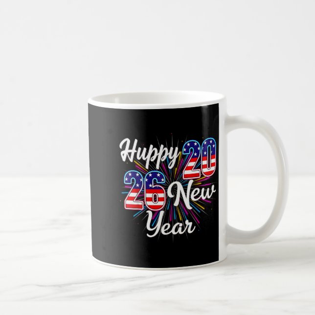 Happy 2026 New Year Patriotic Fireworks Design Par Kaffeetasse (Rechts)