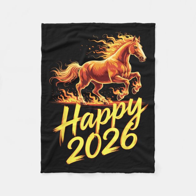 Happy 2026 Year Of The Horse Chinese Zodiac New Ye Fleecedecke (Vorderseite)
