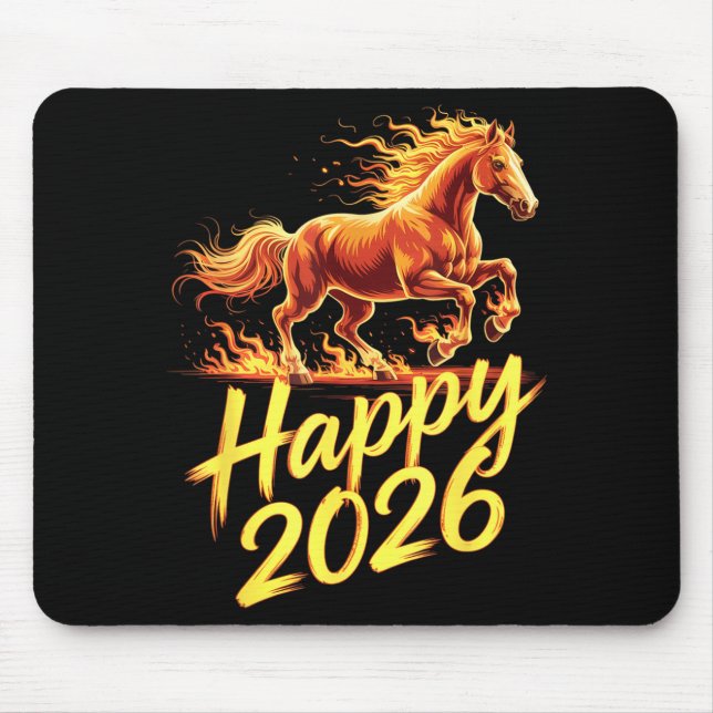 Happy 2026 Year Of The Horse Chinese Zodiac New Ye Mousepad (Vorne)